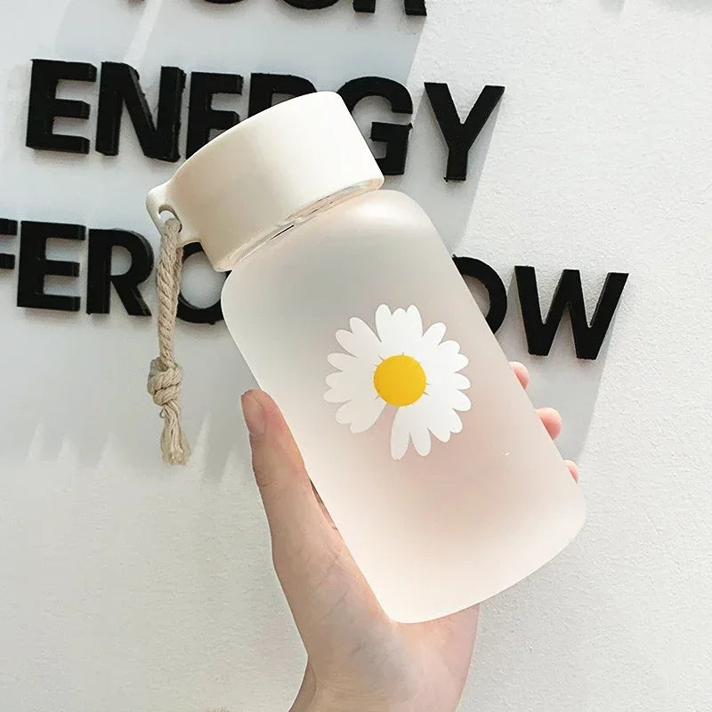Gourde Kawaii 500ML - Transparente Mat avec Motif Marguerite