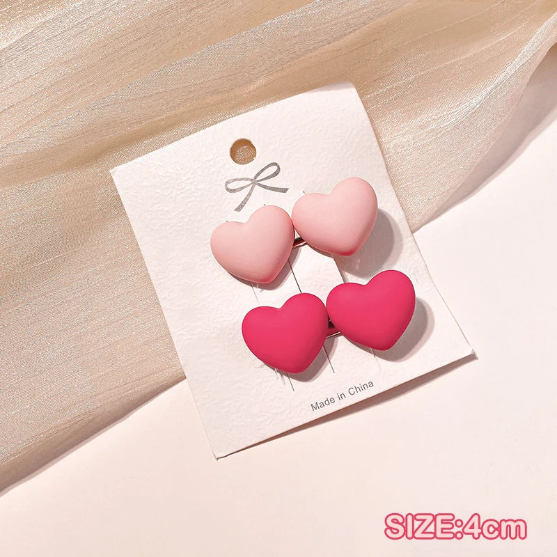 Pinces à Cheveux Roses Kawaii Coeurs roses