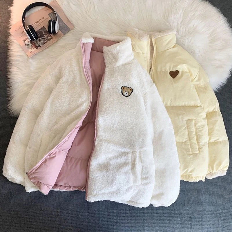 Veste Kawaii Réversible avec Broderie – Manteau Hiver