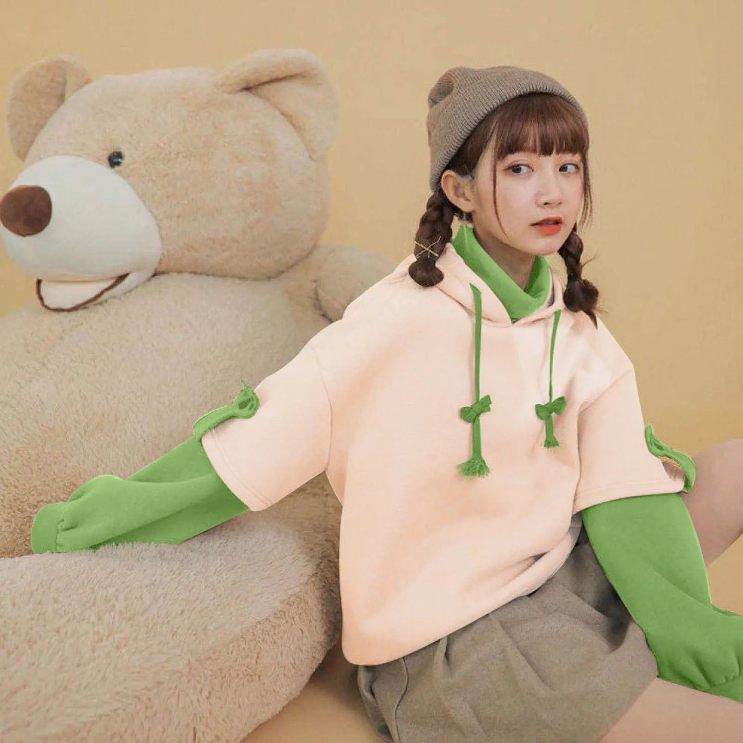Hoodie Oversize Kawaii avec Sac Ours