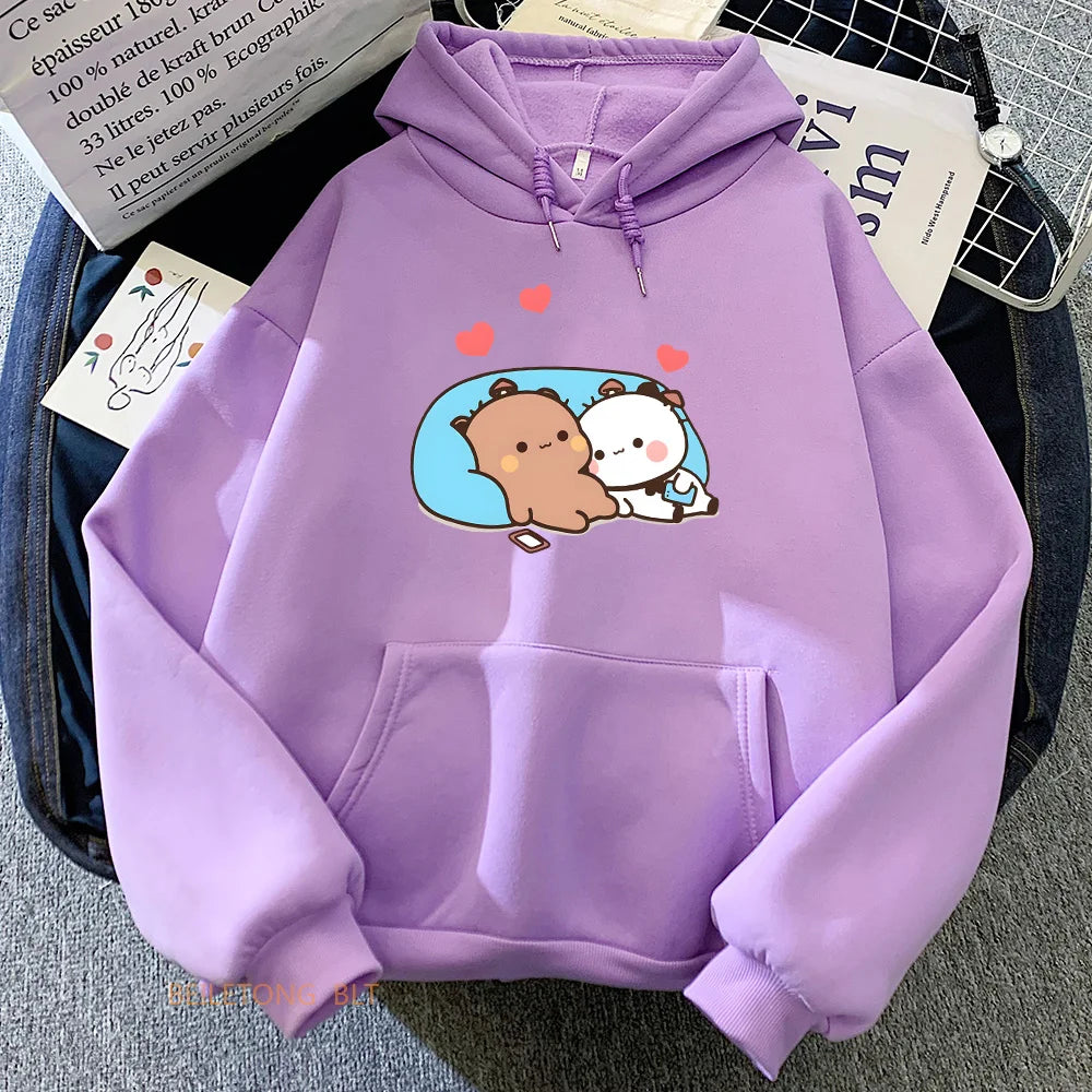 Sweat à Capuche Kawaii - Les petits amoureux Violet clair