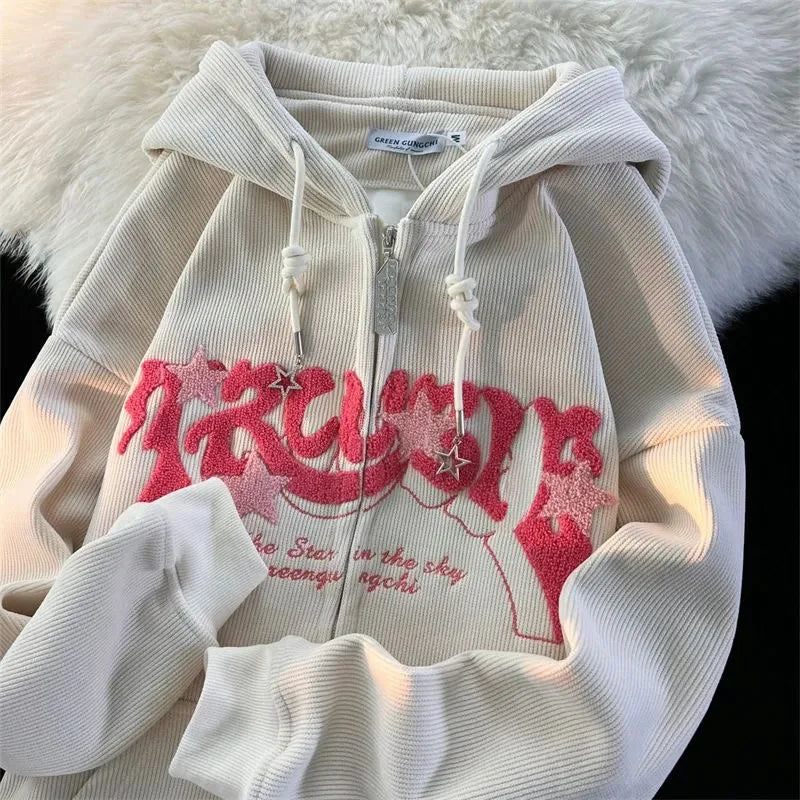 Sweat à Capuche en Velours Côtelé - Y2K