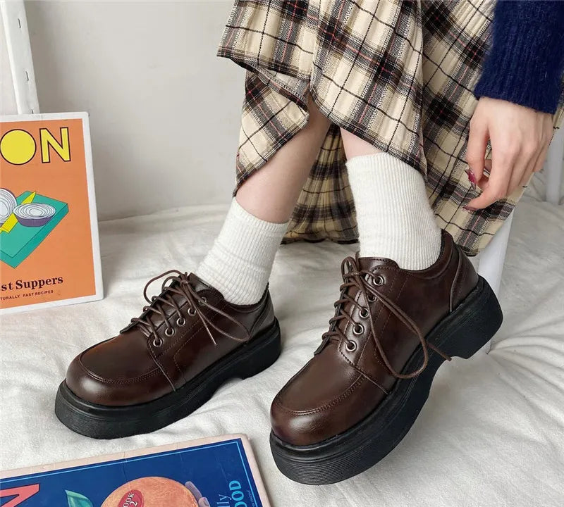 Mocassins Kawaii à Lacets Vintage