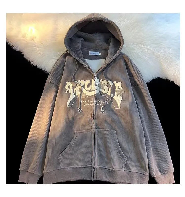 Sweat à Capuche en Velours Côtelé - Y2K
