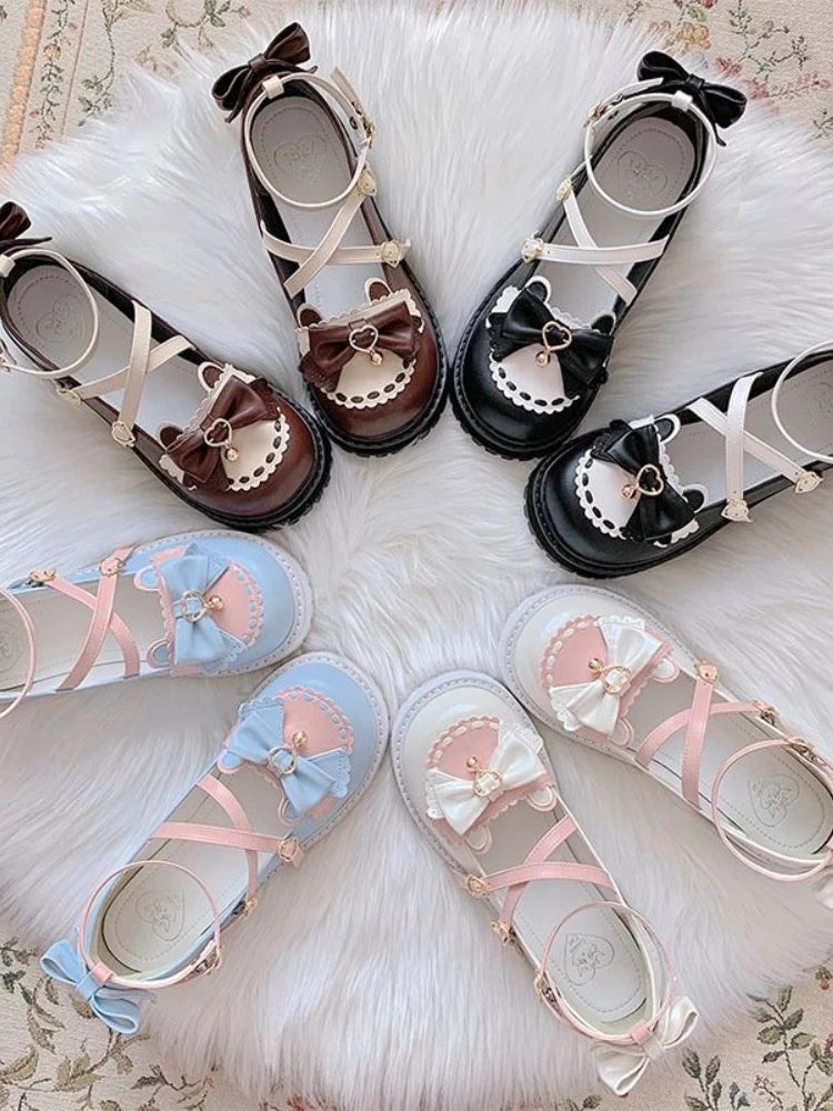Chaussures Kawaii Noeud Papillon - Sandales Lolita à Plateforme