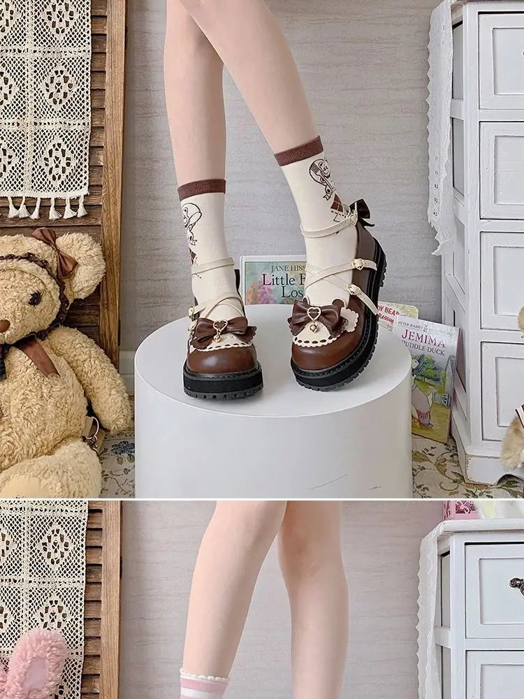 Chaussures Kawaii Noeud Papillon - Sandales Lolita à Plateforme