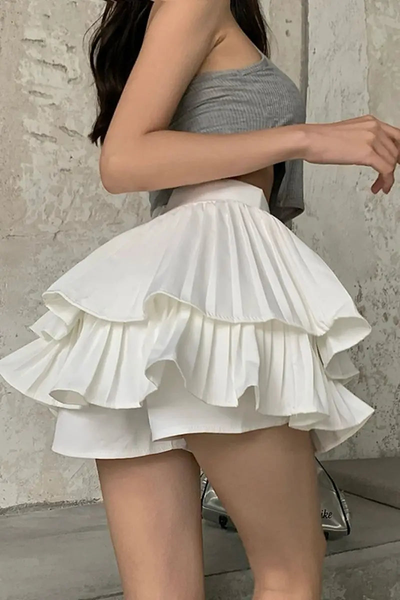 Jupe Kawaii Élégante à Taille Haute - Style Coréen