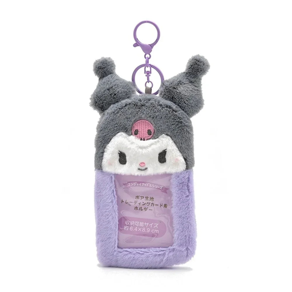 Étui à Cartes Kawaii en Peluche avec Porte-Clés Kawaii
