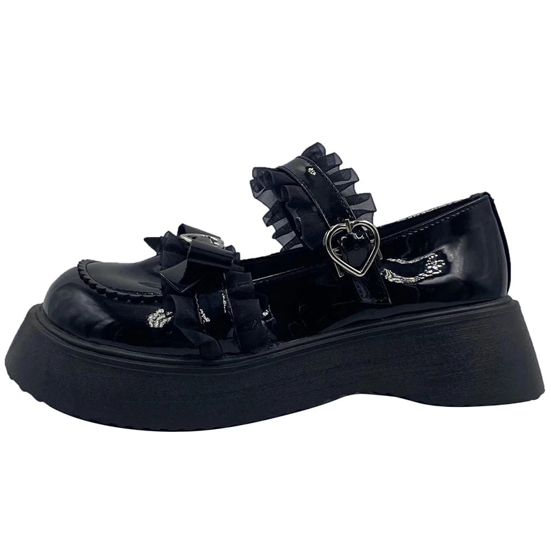 Chaussures Kawai à Plateforme - Cœur Lolita Y2K