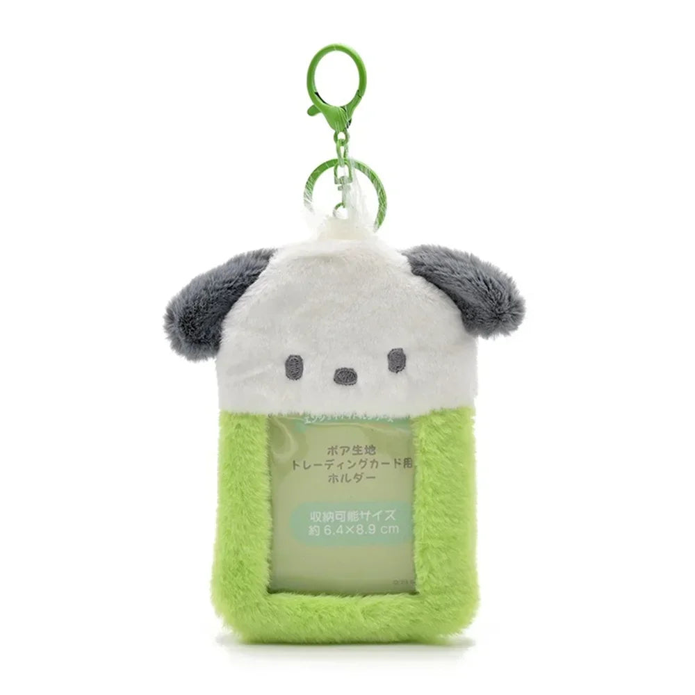 Étui à Cartes Kawaii en Peluche avec Porte-Clés Kawaii Pochacco