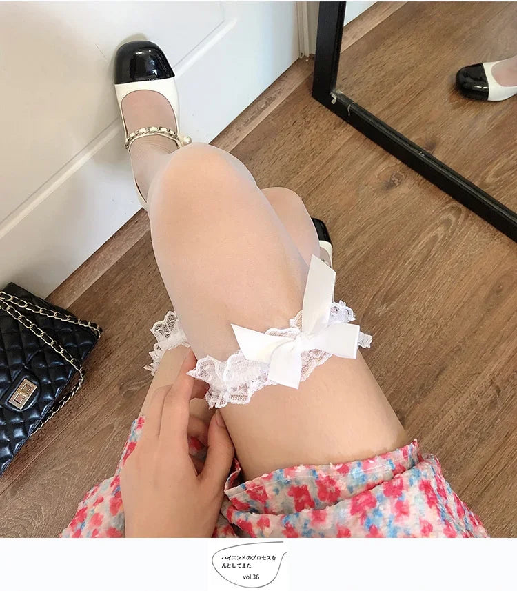 Chaussettes Hautes Lolita Japonaises, Dentelle Kawaii