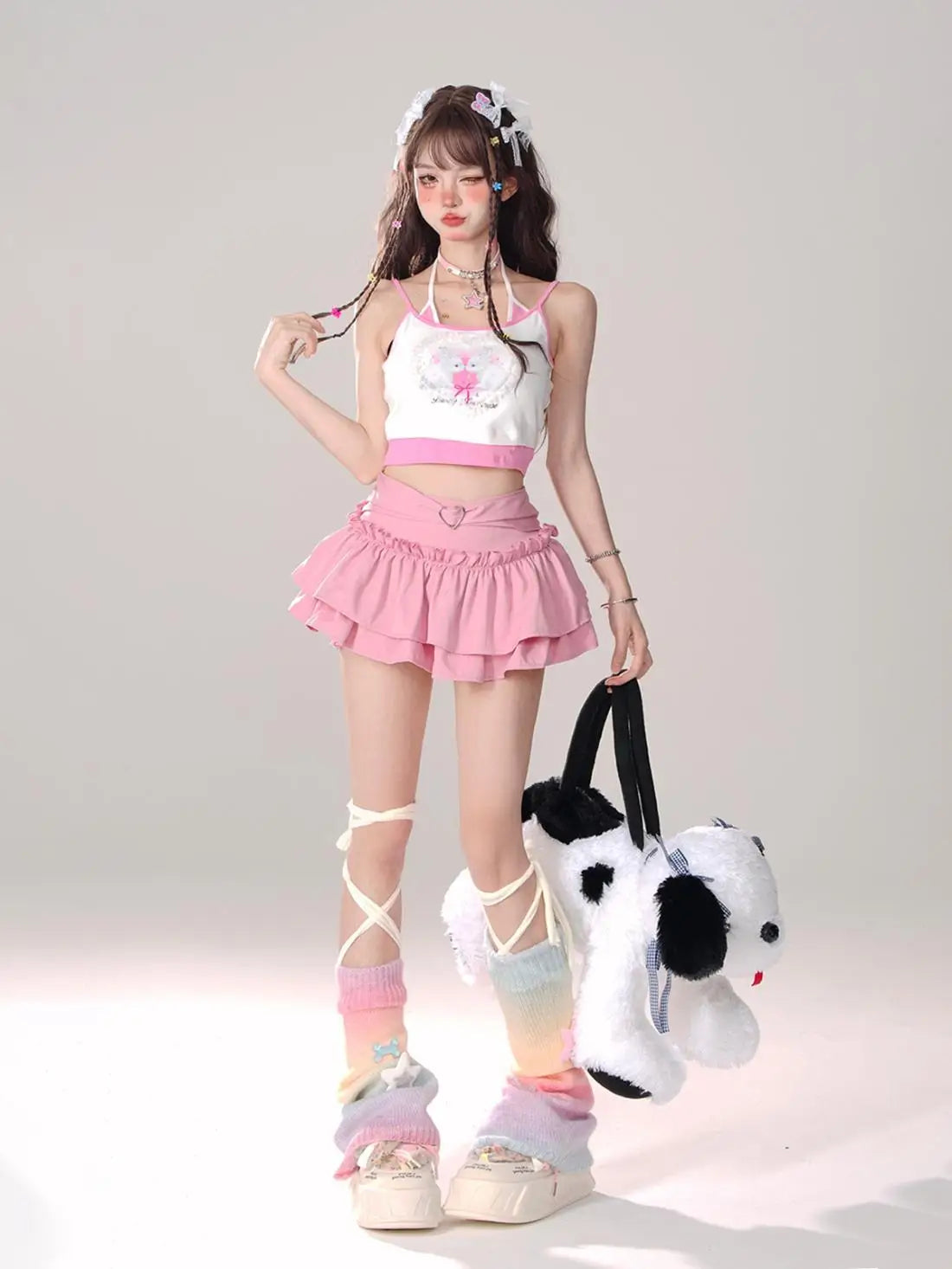 Y2K Kellykitty Japan Black Half Length Skirt Female A-word Summer Fluffy Skirt Self Cultivation Appear Thin Cake Short Pleated