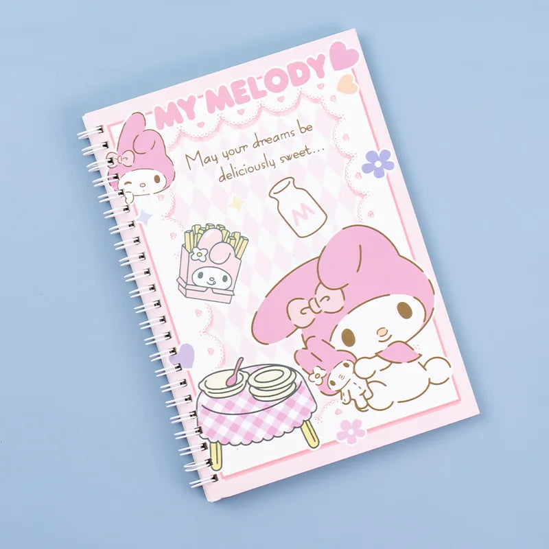 Kawaii Sanrio Kuromi Coil Notebook A5 Notebook Exercise Book Girls Cute Stationery Cinnamoroll Learning Stationery Notepad Diary Melody