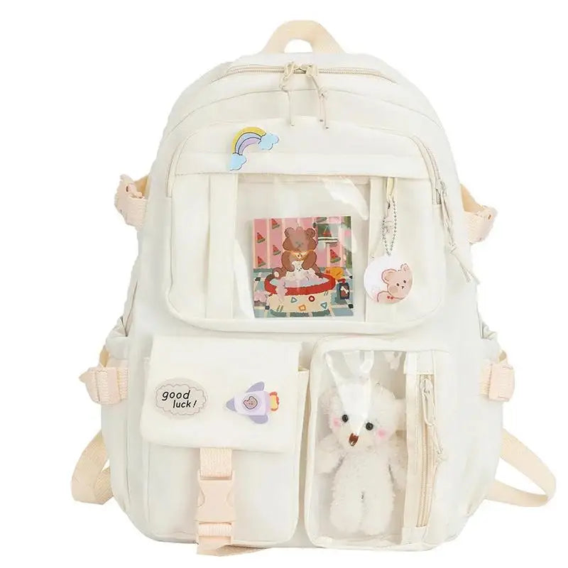 Sac à Dos Multipoches Kawaii Blanc