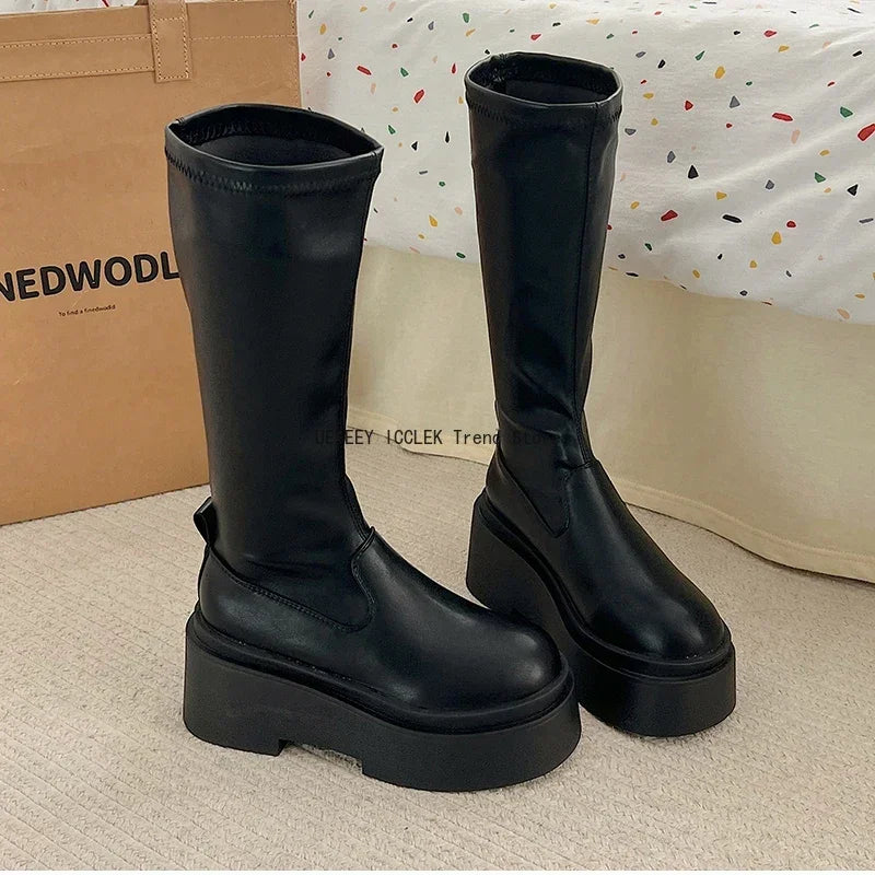 Bottes Hautes et Basses Kawaii - Style Coréen avec Talon Carré