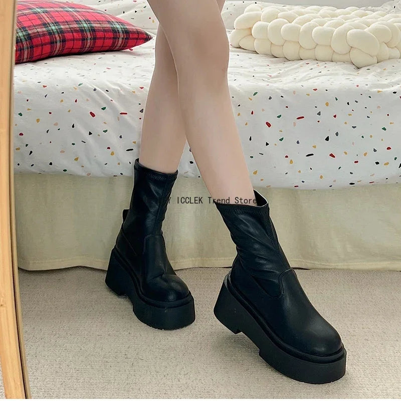 Bottes Hautes et Basses Kawaii - Style Coréen avec Talon Carré