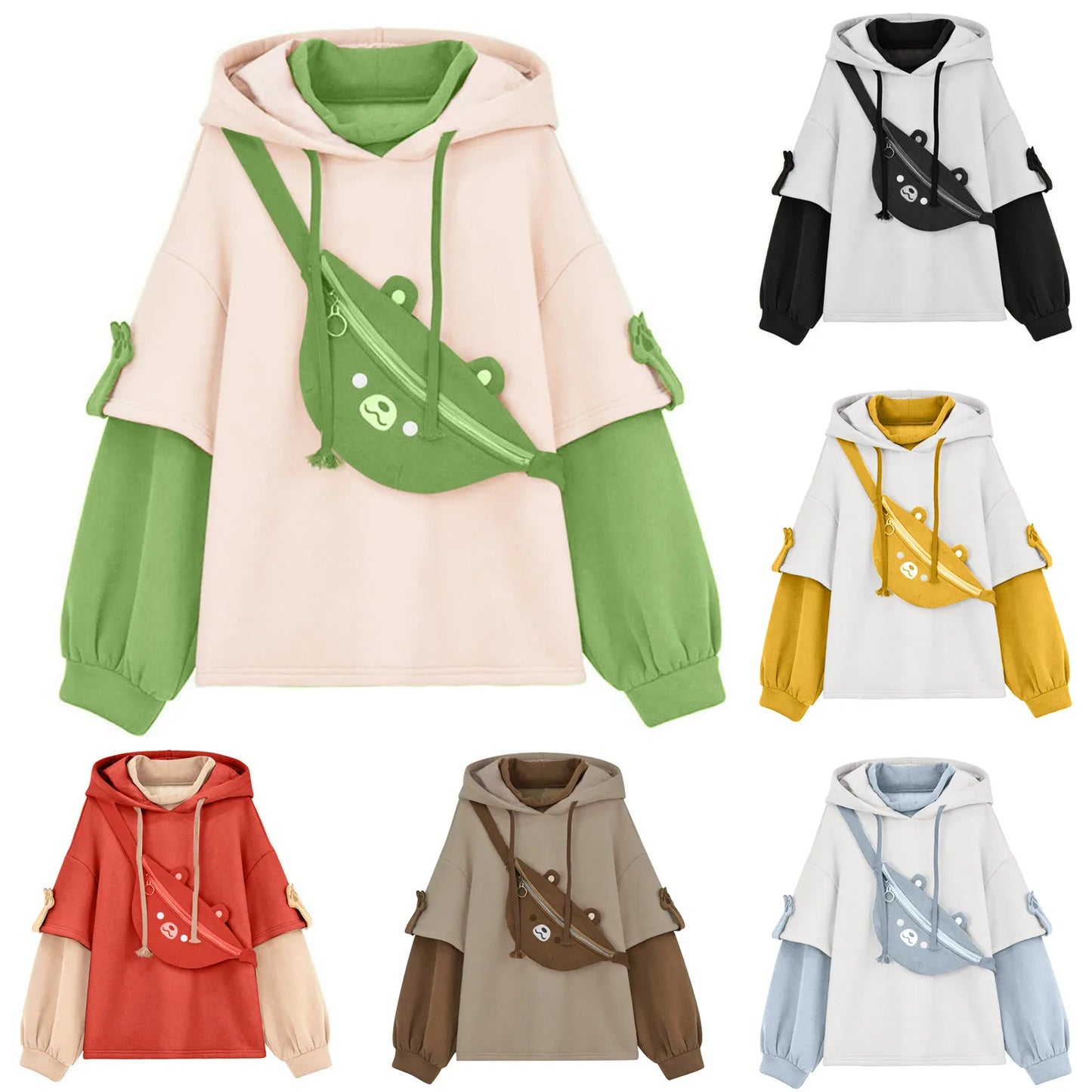 Hoodie Oversize Kawaii avec Sac Ours