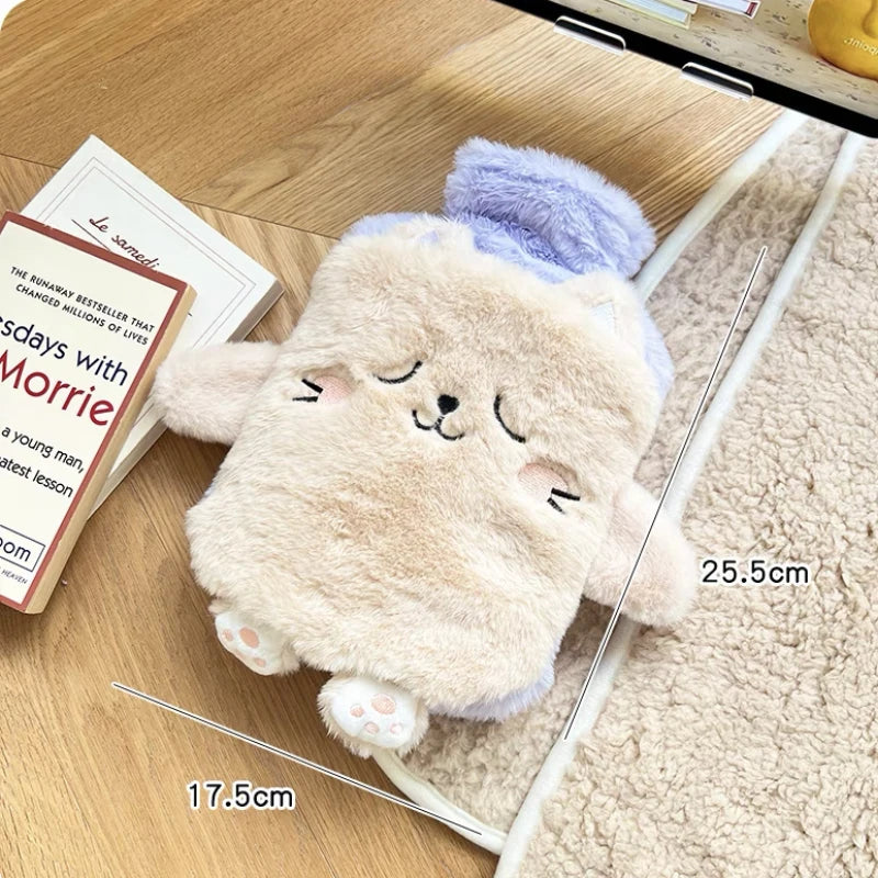 Bouillotte Kawaii avec Peluche Blanc et Violet (750ml)