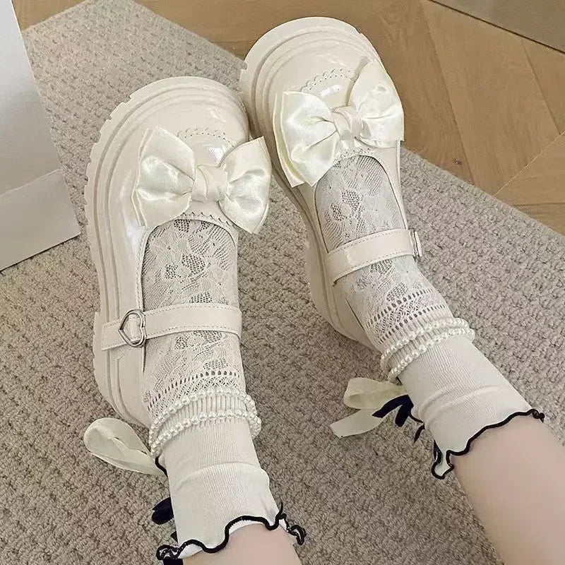 Women's Casual Shoes New Kawaii Pearl Chain Mary Jane Women's Shoes Fashion Versatile Lolita Loafers Outdoor Sandals 여성화 로레타