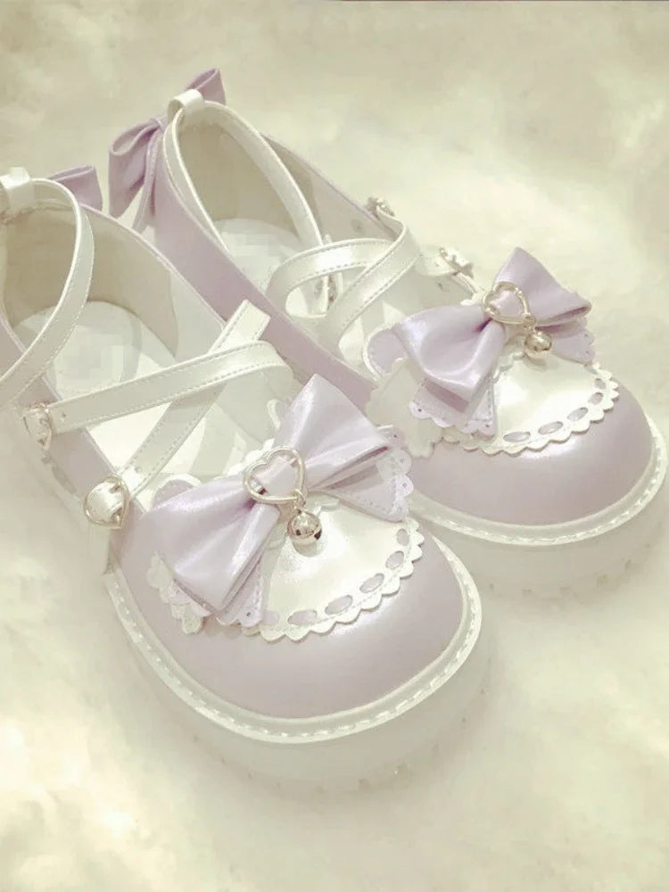 Chaussures Kawaii Noeud Papillon - Sandales Lolita à Plateforme Violet