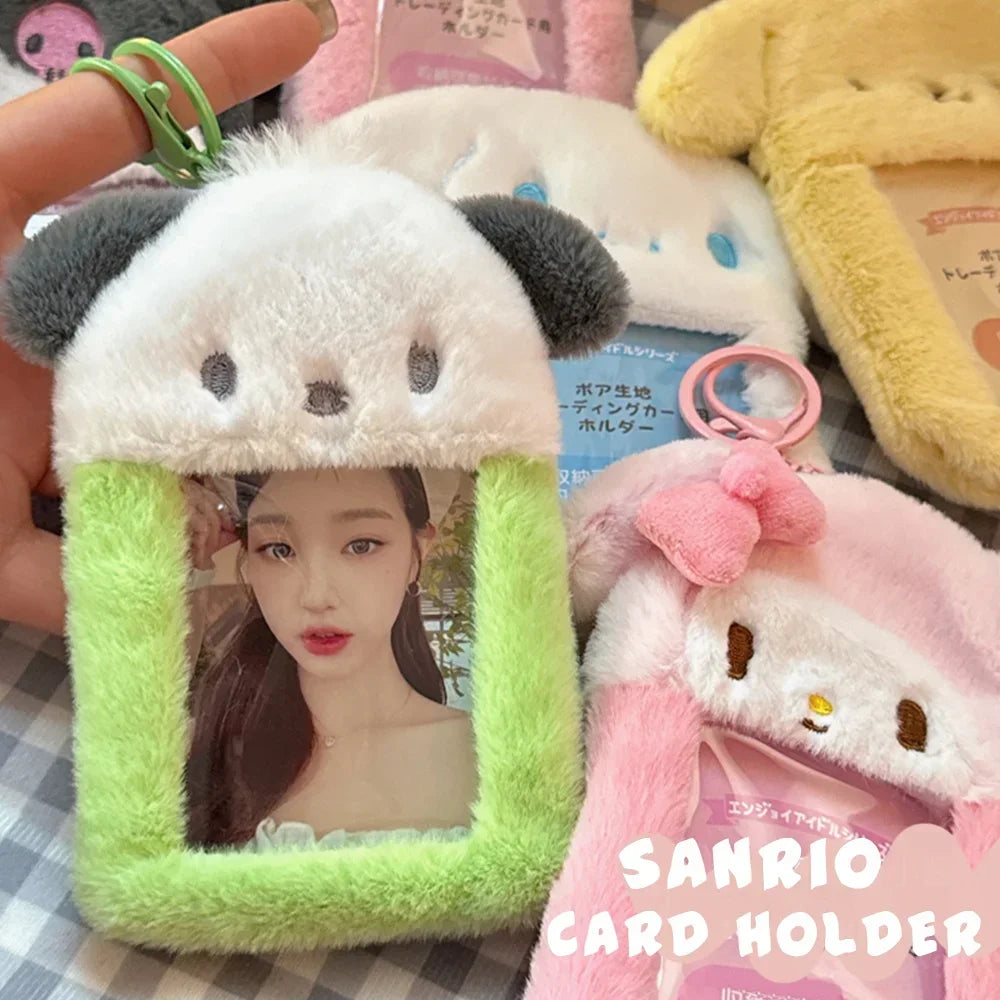 Étui à Cartes Kawaii en Peluche avec Porte-Clés Kawaii