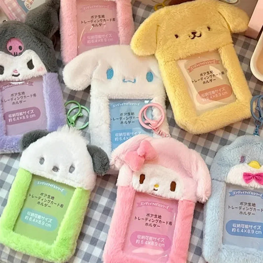 Étui à Cartes Kawaii en Peluche avec Porte-Clés Kawaii