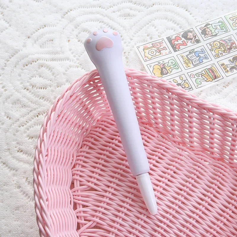 Slow Rebound Decompression Neutral Pens Kawaii Antistress Squeeze Needle Pens Stress Relief Writing Pens for Kid Sttaionery white cat paw