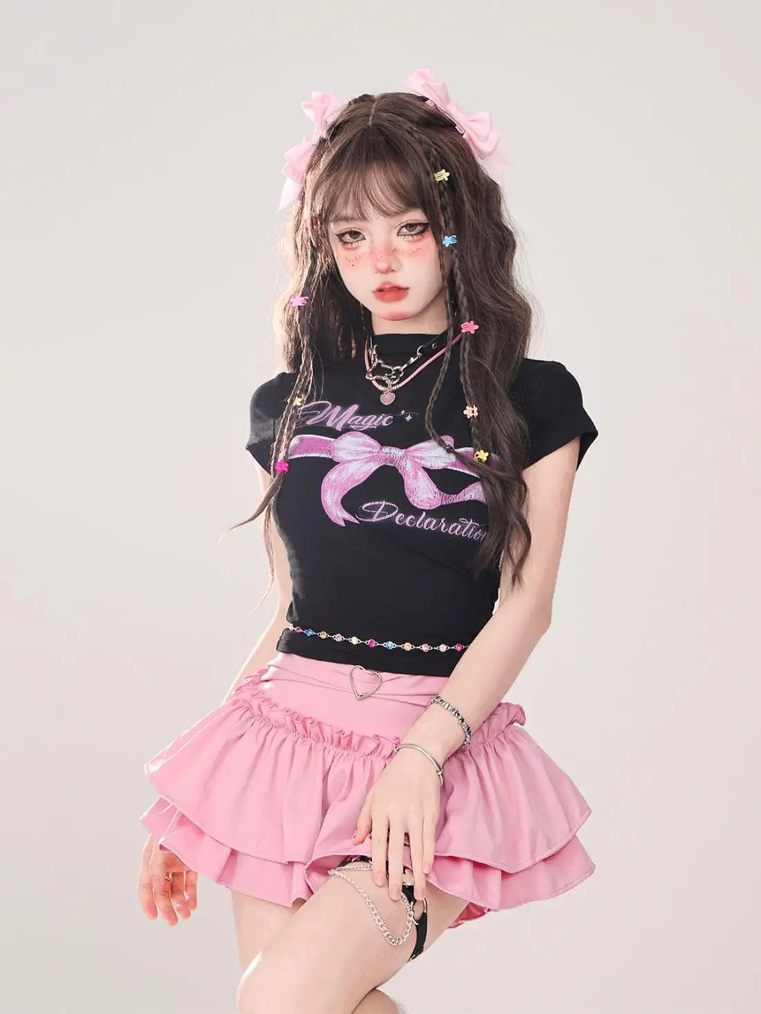 Y2K Kellykitty Japan Black Half Length Skirt Female A-word Summer Fluffy Skirt Self Cultivation Appear Thin Cake Short Pleated