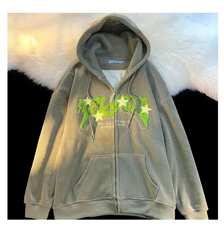 Sweat à Capuche en Velours Côtelé - Y2K