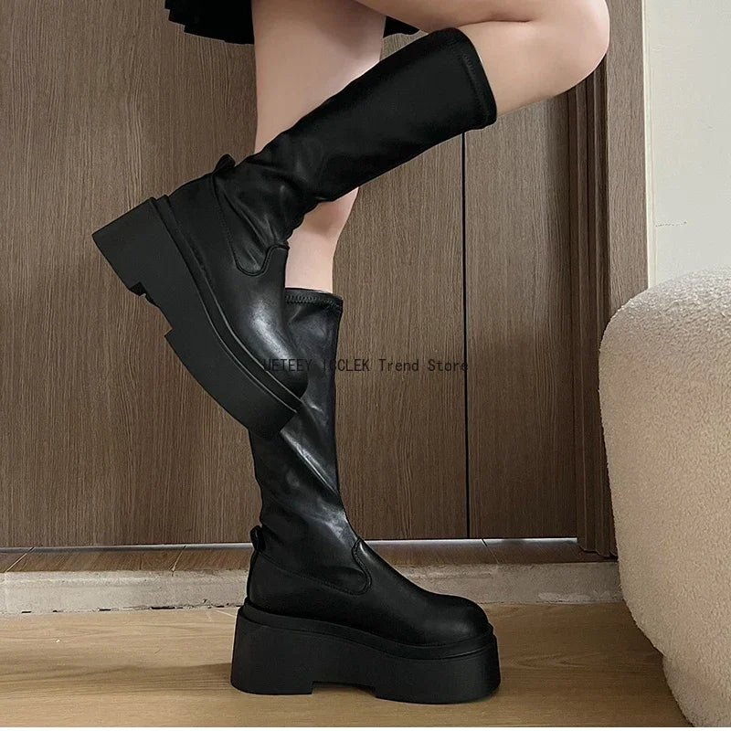 Bottes Hautes et Basses Kawaii - Style Coréen avec Talon Carré