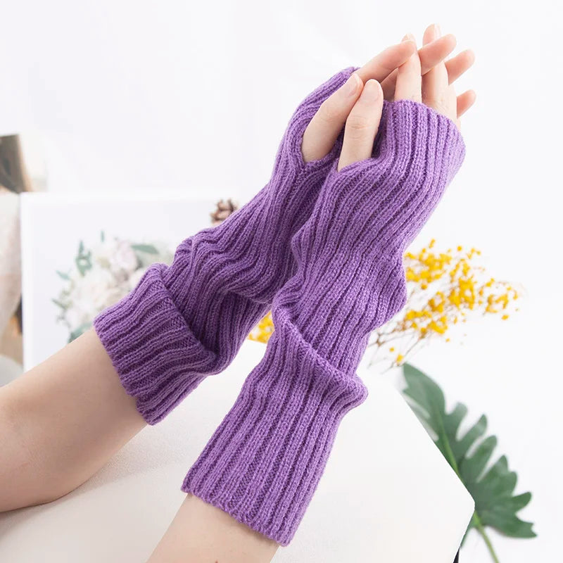 Mitaines Longues Violet pastel Taille unique