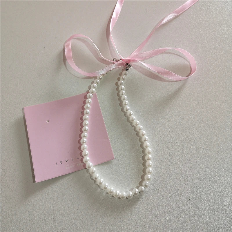 Collier Cœur avec Nœud Rose et Perles, Style Lolita Émo 6