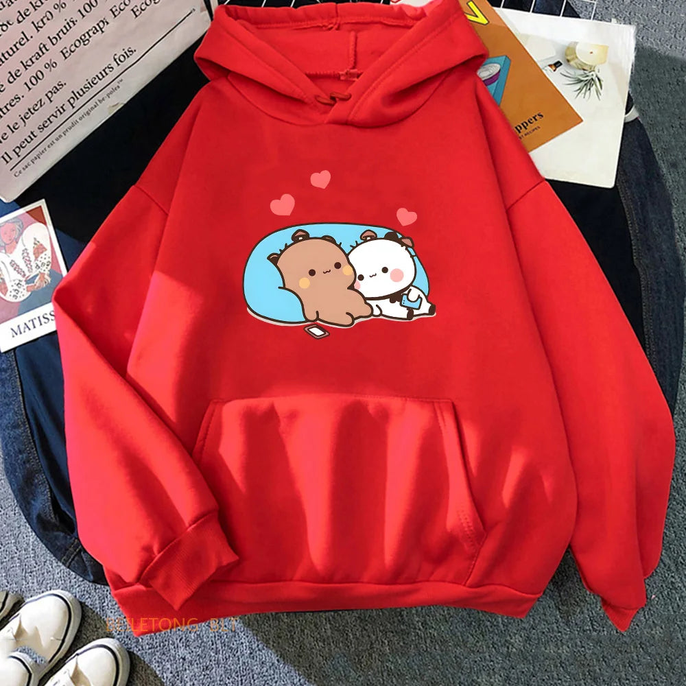 Sweat à Capuche Kawaii - Les petits amoureux Rouge