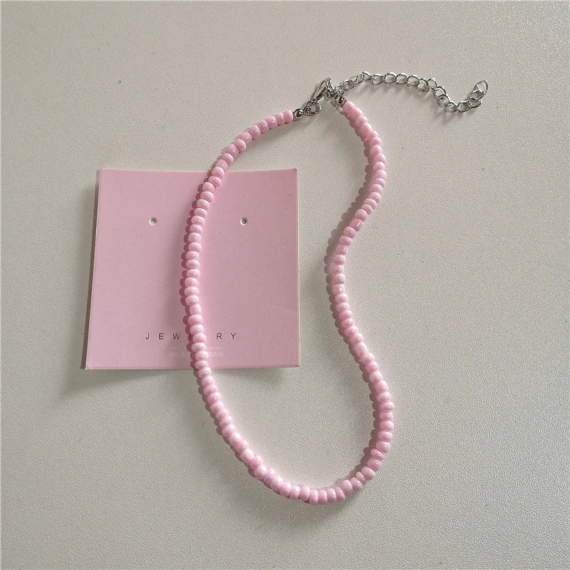 Collier Cœur avec Nœud Rose et Perles, Style Lolita Émo 1
