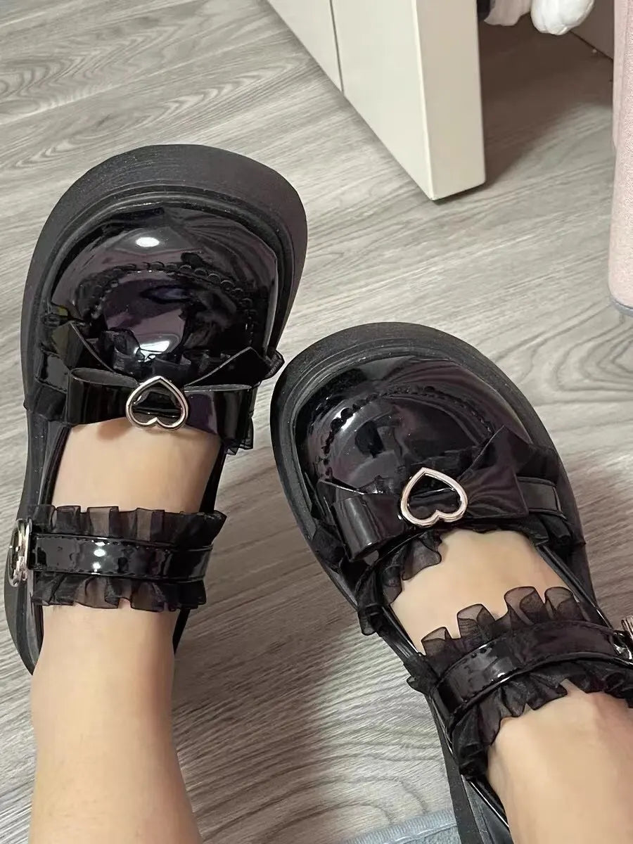 Chaussures Kawai à Plateforme - Cœur Lolita Y2K