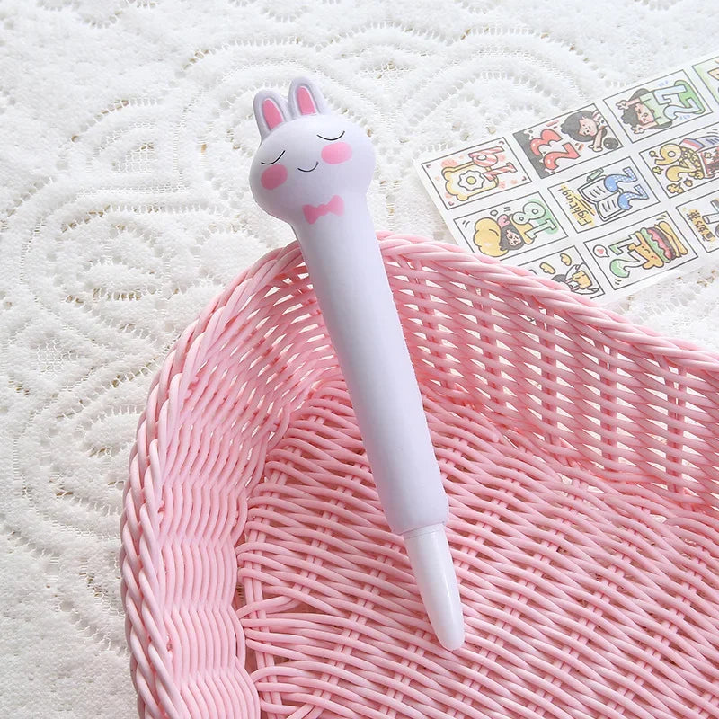 Slow Rebound Decompression Neutral Pens Kawaii Antistress Squeeze Needle Pens Stress Relief Writing Pens for Kid Sttaionery white rabbit