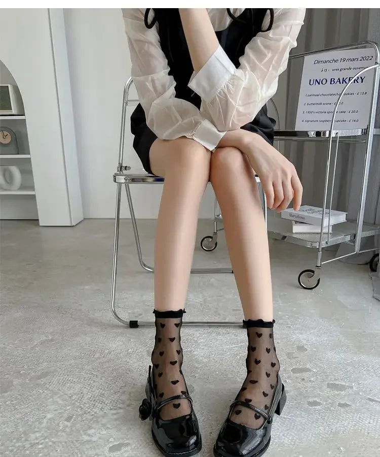 Chaussettes Transparentes Dentelles Lolita - Style Kawaii