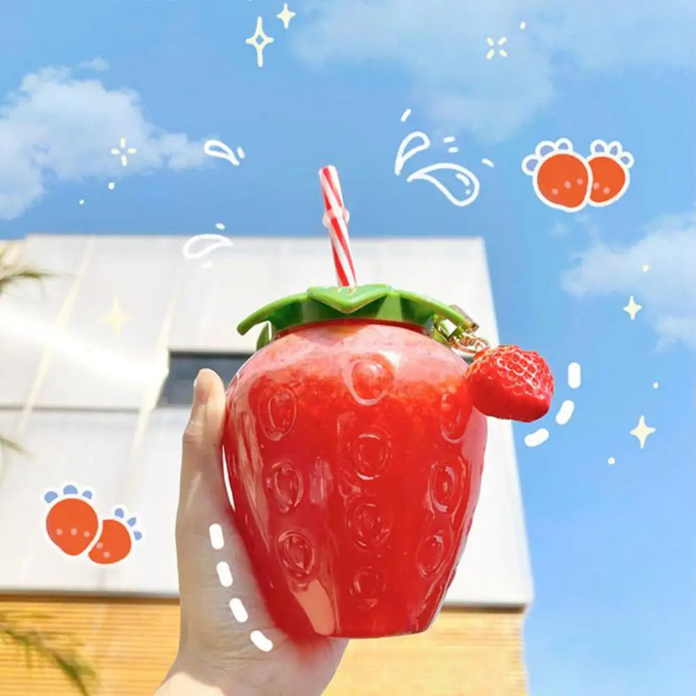 Gourde Kawaii Fraise 500ML - Bouteille avec Paille