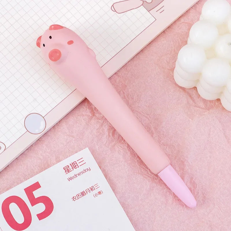 Slow Rebound Decompression Neutral Pens Kawaii Antistress Squeeze Needle Pens Stress Relief Writing Pens for Kid Sttaionery pig