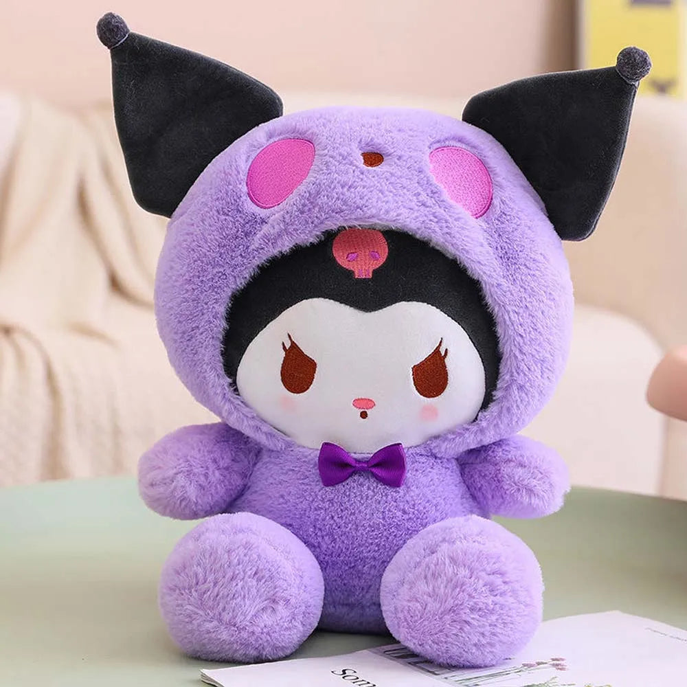 25Cm Kawaii Sanrio Plush Doll Toy Cute Hello Kitty Cinnamoroll My Melody Kuromi Pochacco Lovely Anime peluche Toys Gift For Kids Kuromi C