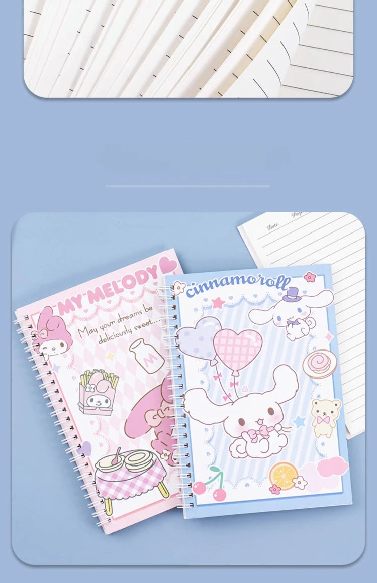 Kawaii Sanrio Kuromi Coil Notebook A5 Notebook Exercise Book Girls Cute Stationery Cinnamoroll Learning Stationery Notepad Diary