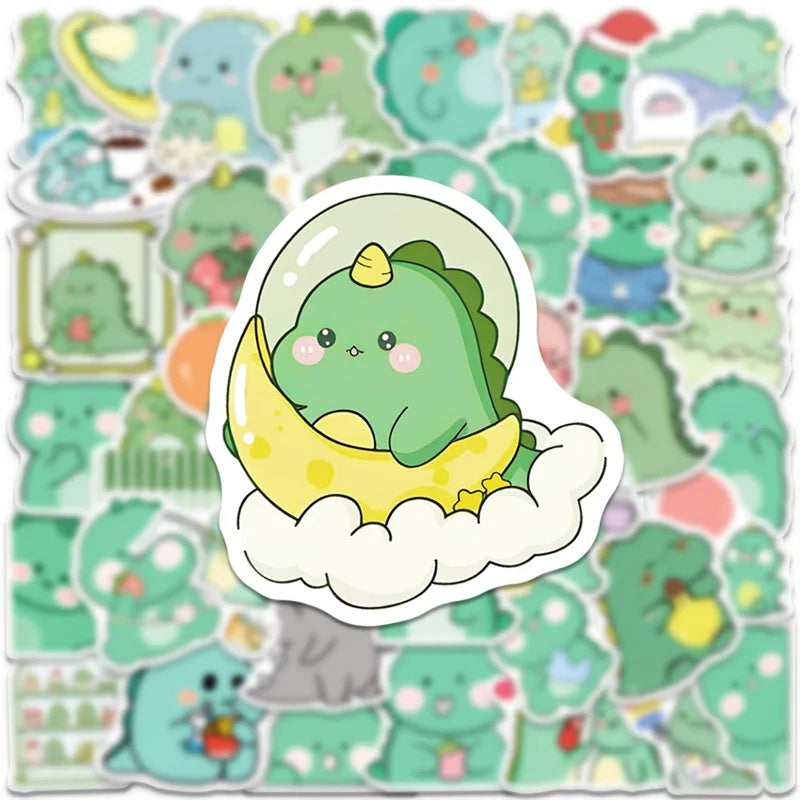 Pack de Stickers Kawaii Dinosaures Verts