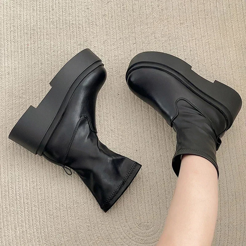 Bottes Hautes et Basses Kawaii - Style Coréen avec Talon Carré