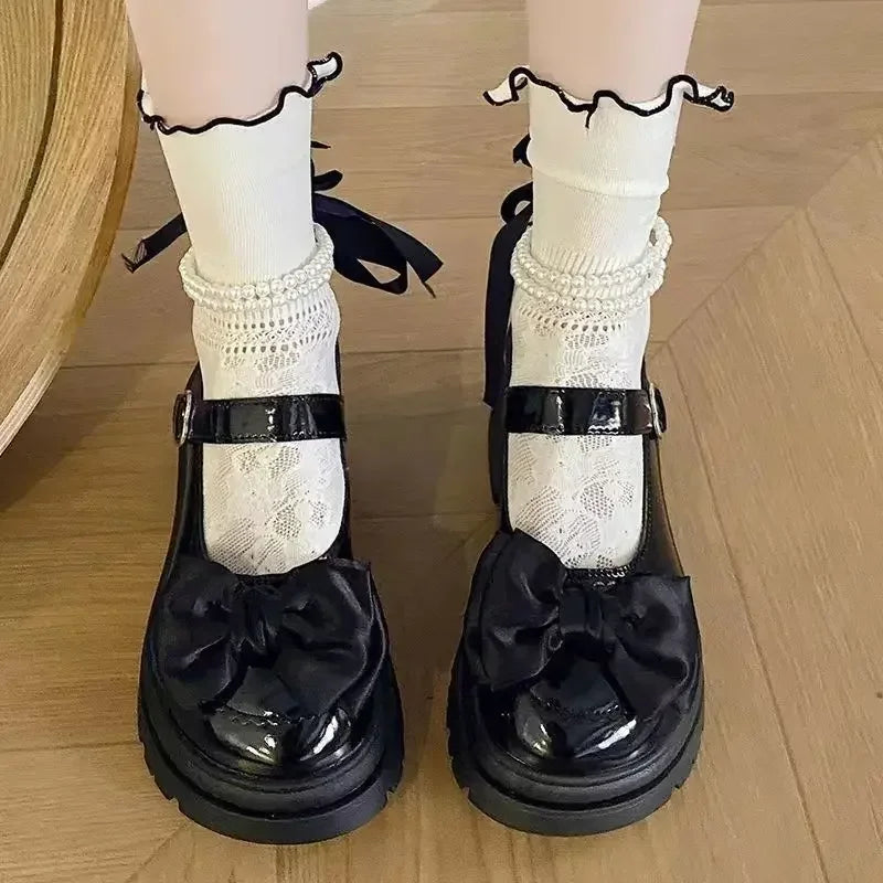 Women's Casual Shoes New Kawaii Pearl Chain Mary Jane Women's Shoes Fashion Versatile Lolita Loafers Outdoor Sandals 여성화 로레타