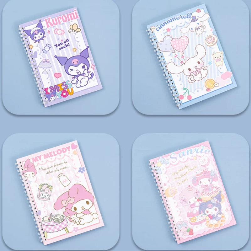Kawaii Sanrio Kuromi Coil Notebook A5 Notebook Exercise Book Girls Cute Stationery Cinnamoroll Learning Stationery Notepad Diary