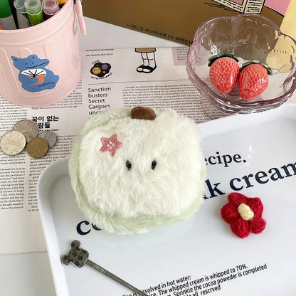 Porte-Monnaie Kawaii en Peluche Pomme Blanc