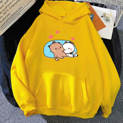 Sweat à Capuche Kawaii - Les petits amoureux  Univers Kawaii Jaune XL 