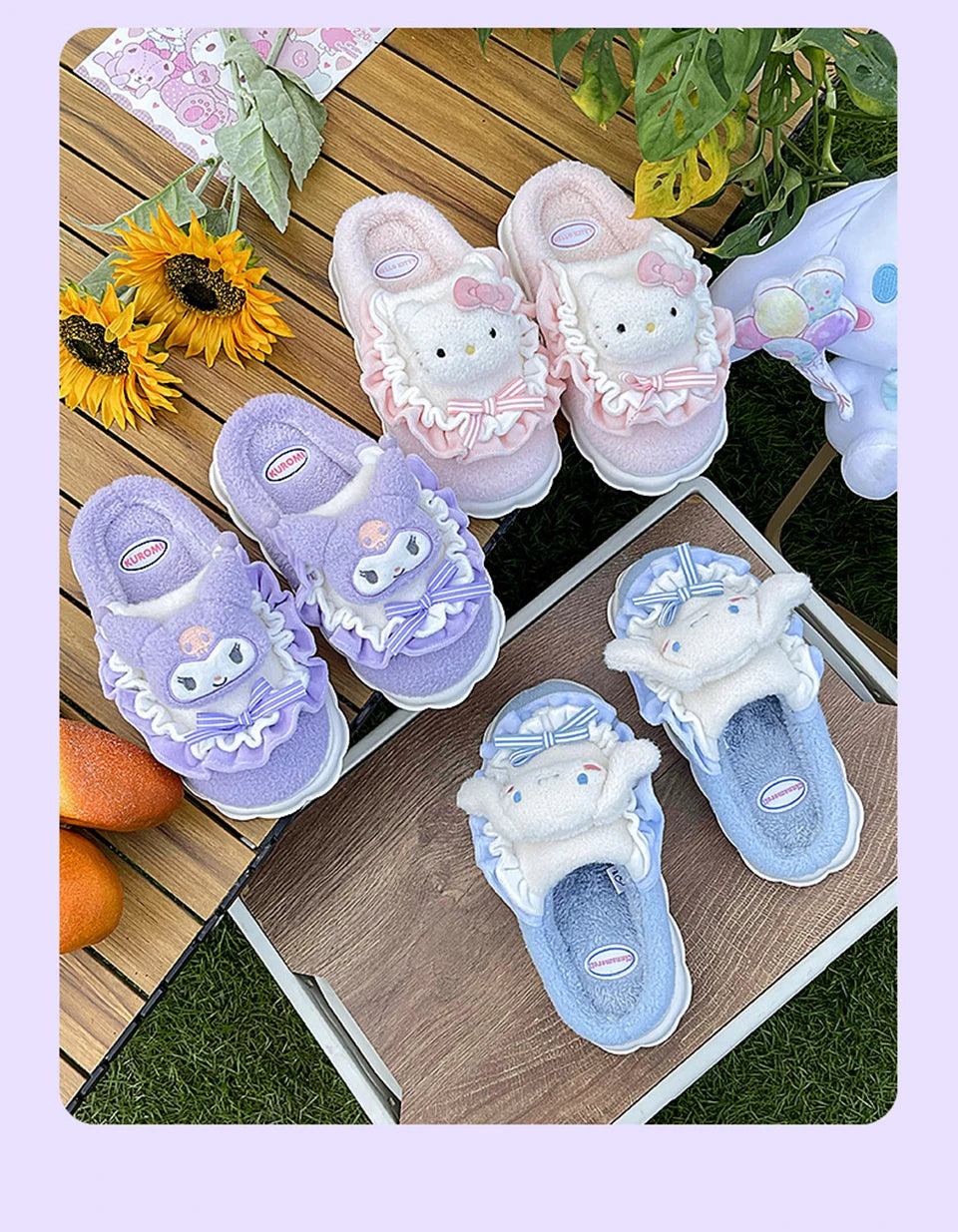 Chaussons Kawaii Cinnamoroll & Hello Kitty - Hiver  Univers Kawaii   