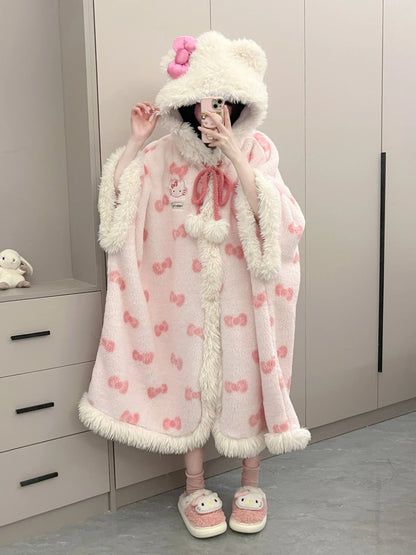 Peignoir Kawaii Hello Kitty en Velours - Doux & Chaud