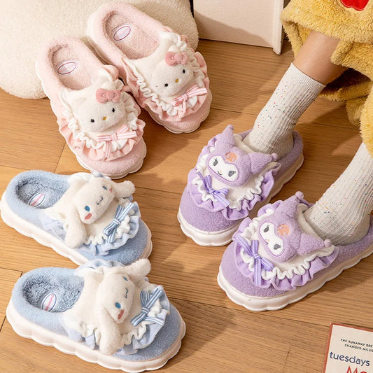 Chaussons Kawaii Cinnamoroll & Hello Kitty - Hiver  Univers Kawaii   